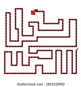 Long snake pixel art. Vector picture.