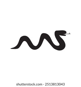Long snake. Silhouette. Hand drawn vector illustration on white background. 