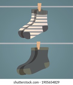 long socks hanging design, Cloth fashion style wear and store theme Vector illustration