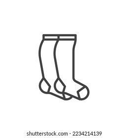 Icono de línea de medias largas. signo de estilo lineal para concepto móvil y diseño web. Icono del vector de contorno de las medias altas de rodilla. Símbolo, ilustración del logotipo. Gráficos vectoriales