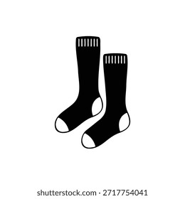Diseño plano de Vector de icono de silueta de calcetines largos.