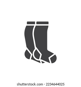 Long socks vector icon. filled flat sign for mobile concept and web design. Knee high socks glyph icon. Symbol, logo illustration. Vector graphics