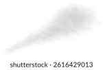 Long, soft gray smoke trail isolated on a transparent background. Ideal for fire, explosion, exhaust, or fog effects in game design, visual effects, and cinematic scenes.
