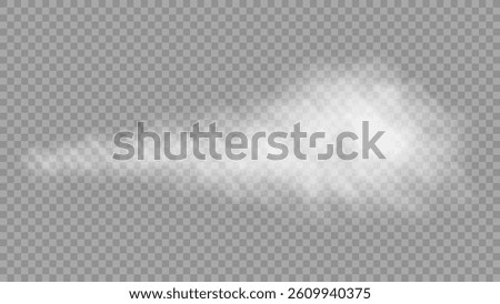 Long, soft gray smoke trail isolated on a transparent background. Ideal for fire, explosion, exhaust, or fog effects in game design, visual effects, and cinematic scenes.
