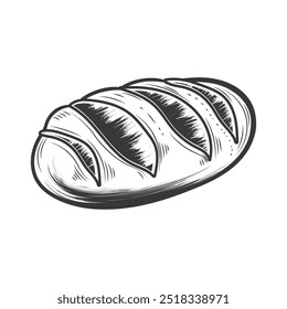 long sourdough bread cut on it black and white