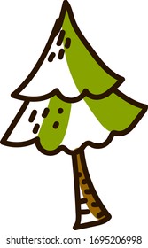Árbol de abeto largo, ilustración, vector sobre fondo blanco
