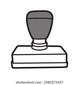 long square stamp handle image black and white
