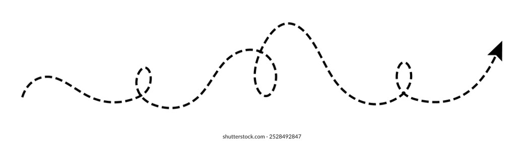 Ícone de vetor de seta tracejada longa e pontilhada