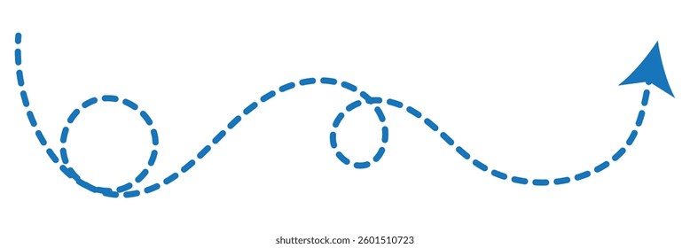 Long squiggle dashed, dotted line arrow vector icon