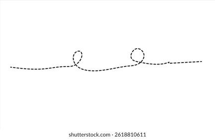 Long squiggle dashed, dotted line arrow icon isolated on transparent background