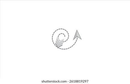 Long squiggle dashed, dotted line arrow icon isolated on transparent background.