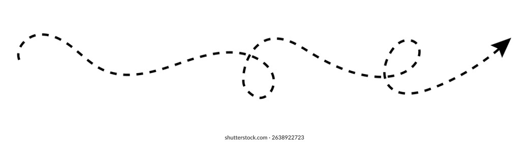 Long squiggle dashed, dotted line arrow vector icon