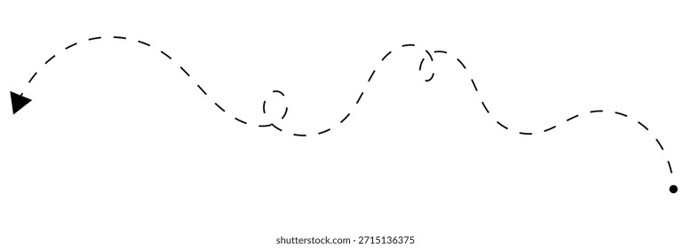 Ícone de vetor de seta tracejada longa e pontilhada no plano de fundo branco. Ilustração vetorial .