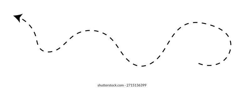 Ícone de vetor de seta tracejada longa e pontilhada no plano de fundo branco. Ilustração vetorial .