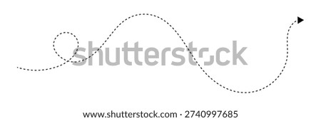 Long squiggle dashed, dotted line arrow vector icon .Vector illustration .