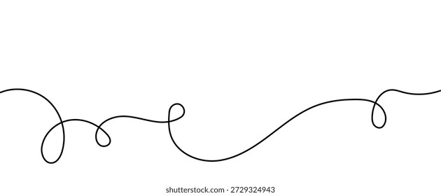 Long squiggle line cable, loopy line divider vector illustration