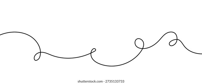 Long squiggle line cable, loopy line divider vector illustration