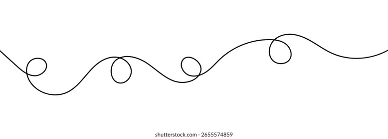 Elemento de decoración de línea dibujado a mano largo y ondulado . Ilustración vectorial. EPS 10. 