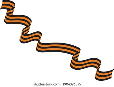 Long St. George Ribbon Of Five Stripes In Two Colors Of Black And Orange