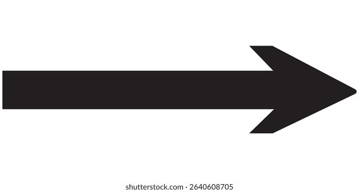 Long straight arrow icon. Long  Simple black long arrow icon for navigation and direction. Long arrow icon in flat design.   