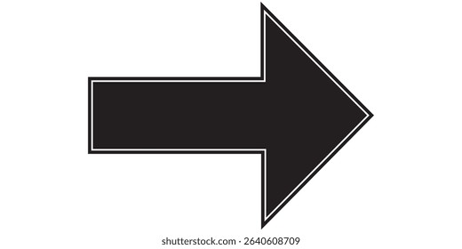 Long straight arrow icon. Long  Simple black long arrow icon for navigation and direction. Long arrow icon in flat design.   