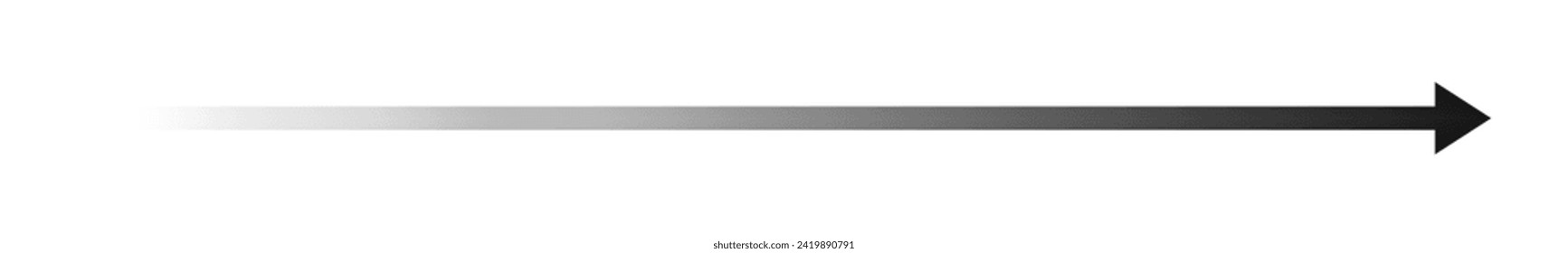 Long straight arrow with motion or speed effect. Black pointer, direction, transfer, position or location sign isolated on white background. Vector graphic illustration.