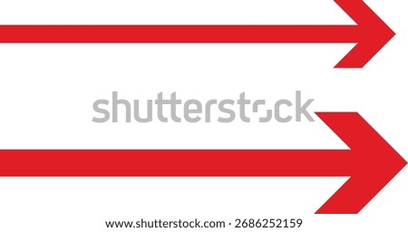long Straight arrow set. Right Direction arrows. pointing right long Straight arrow collection