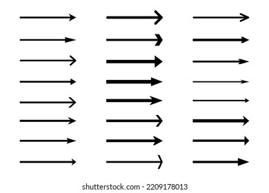 Long Straight Arrows. Set Of Vector Arrow Icons. Collection Of Pointers.