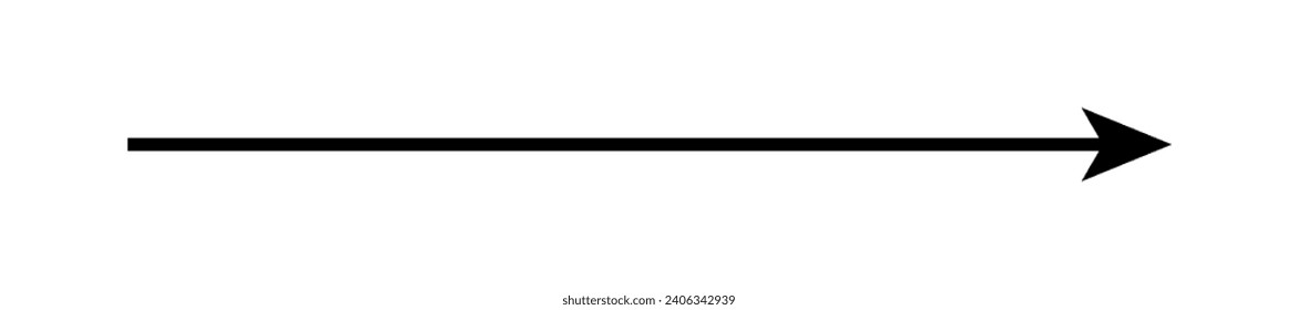 Long straight black arrow. Direction indicator up, down or right, left. Isolated vector illustration on white background.