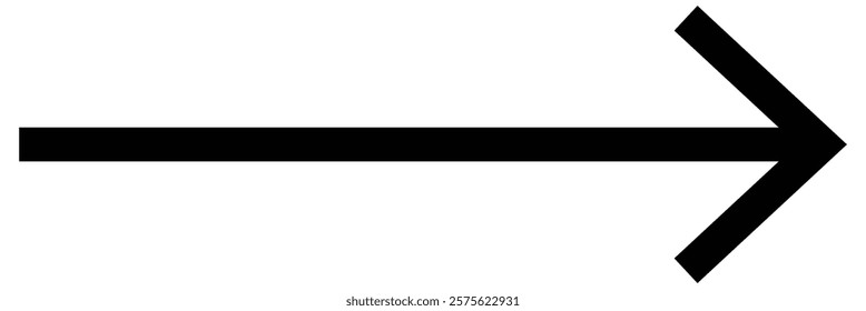 Long straight black arrows. Isolated vector illustration on white background.