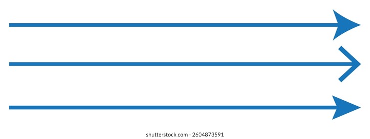 Long straight black arrows. A set of direction indicators up, down or right, left. Isolated vector illustration on white background.