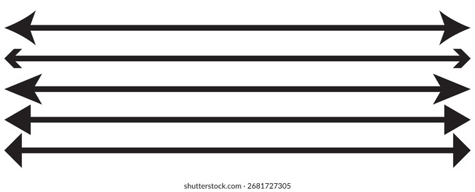 Long straight double arrow icon set
