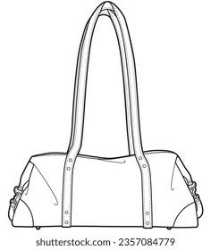 plancha larga de la bolsa de la toga boceto plano ilustración del vector plantilla técnica de dibujo de cad