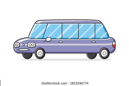 Long stretch limousine car isolated cartoon vector