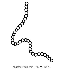 Long string of beads. Hand drawn doodle vector. Round bead. Festive neck accessory. Carnival swirled decoration. Illustration line art element.