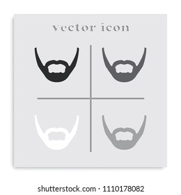 Long stubble beard style. Beard and mustache flat black and white vector icon.