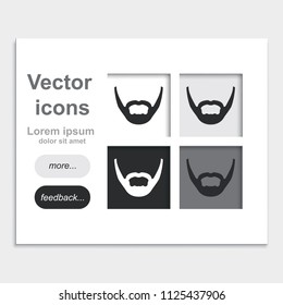 Long stubble beard style. Beard and mustache flat placed on web page template vector icon.
