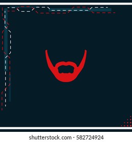Long stubble beard style. Beard and mustache icon.