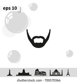 Long stubble beard style. Beard and mustache icon.
