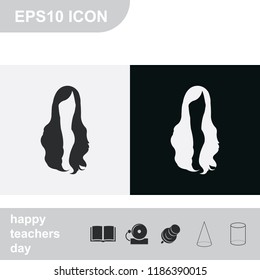 Long style hair flat black and white vector silhouette. Woman hairstyle icon. Bouffant hairstyle.