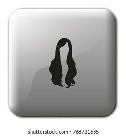 Long style hair flat vector silhouette. Woman hairstyle icon. Bouffant hairstyle.