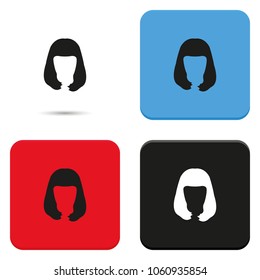 Long style hair silhouette. Woman hairstyle flat vector icon. Peggy Sue hairstyle.