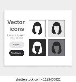 Long style hair silhouette. Woman hairstyle flat placed on web page template vector icon. Peggy Sue hairstyle.