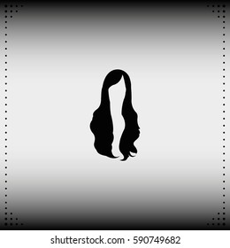 Long style hair silhouette. Woman hairstyle icon. Bouffant hairstyle.