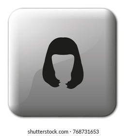 Long style hair silhouette. Woman hairstyle flat vector icon. Peggy Sue hairstyle.