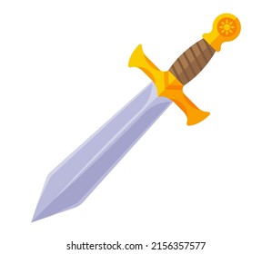ein langes Schwert mit goldenem Griff aus dem Mittelalter. flache Vektorgrafik.