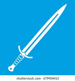 Long sword icon white isolated on blue background vector illustration