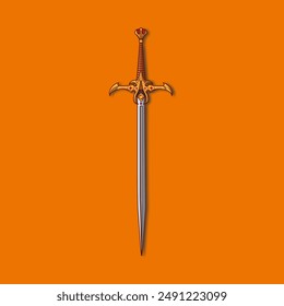 Long Sword illustration, Excalibur sword, vector sword illustration , isolated background