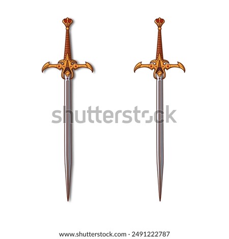 Long Sword illustration, Excalibur sword, vector sword illustration , isolated on white background