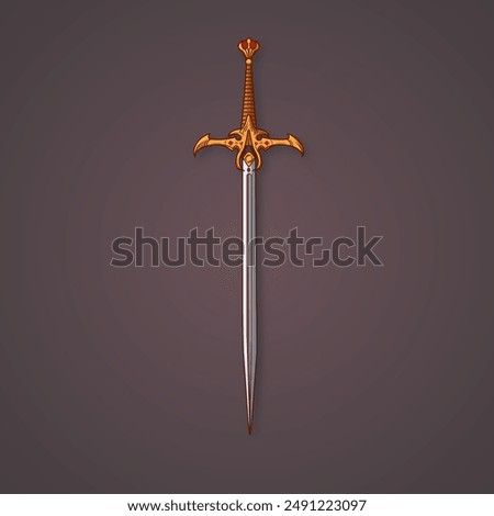Long Sword illustration, Excalibur sword, vector sword illustration , isolated background